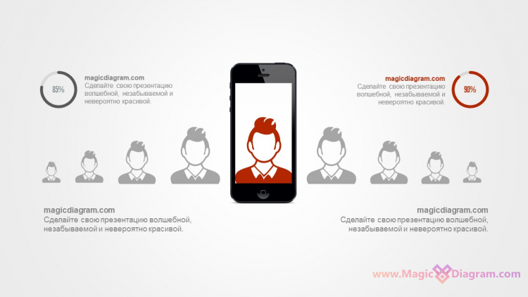 Пользователи в смартфоне